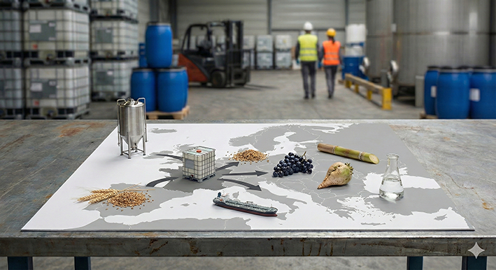 Stock d’alcool éthylique et logistique Nadal Alcools pour la continuité d’approvisionnement industriel.